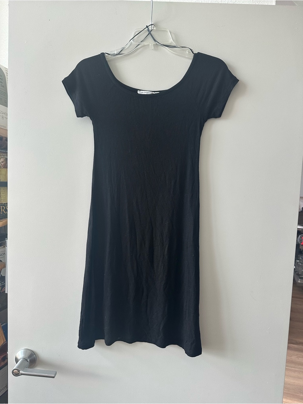 Classic Black Short-Sleeve Scoop Neck Dress